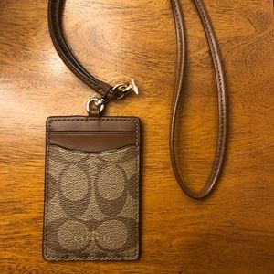 Coach Signature Brown Logo ID Lanyard